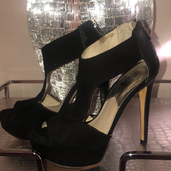 Black suede Michael Kors Platform Heels - Picture 2 of 3